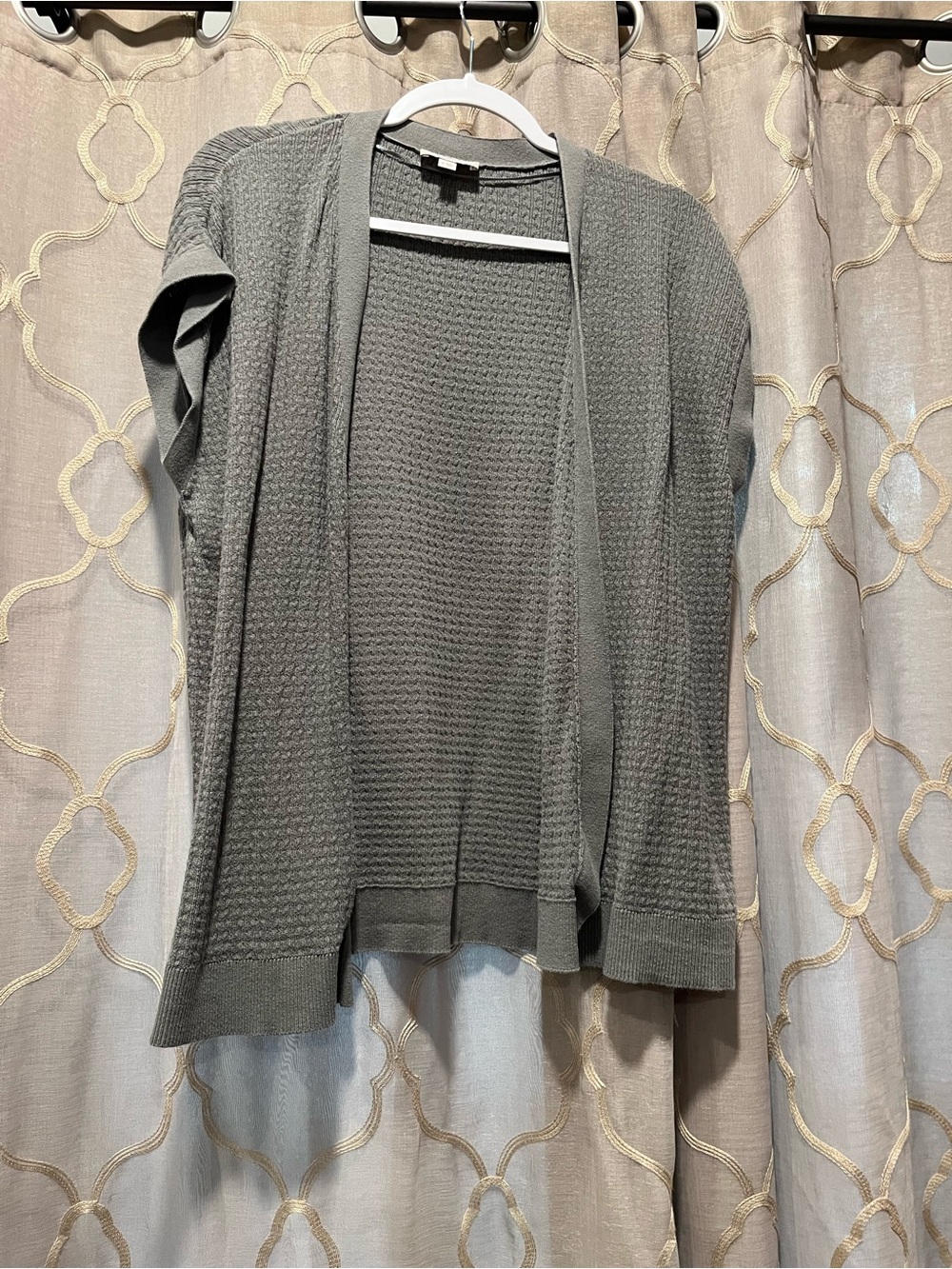 LOFT Olive Open-Front Waffle Knit Cardigan